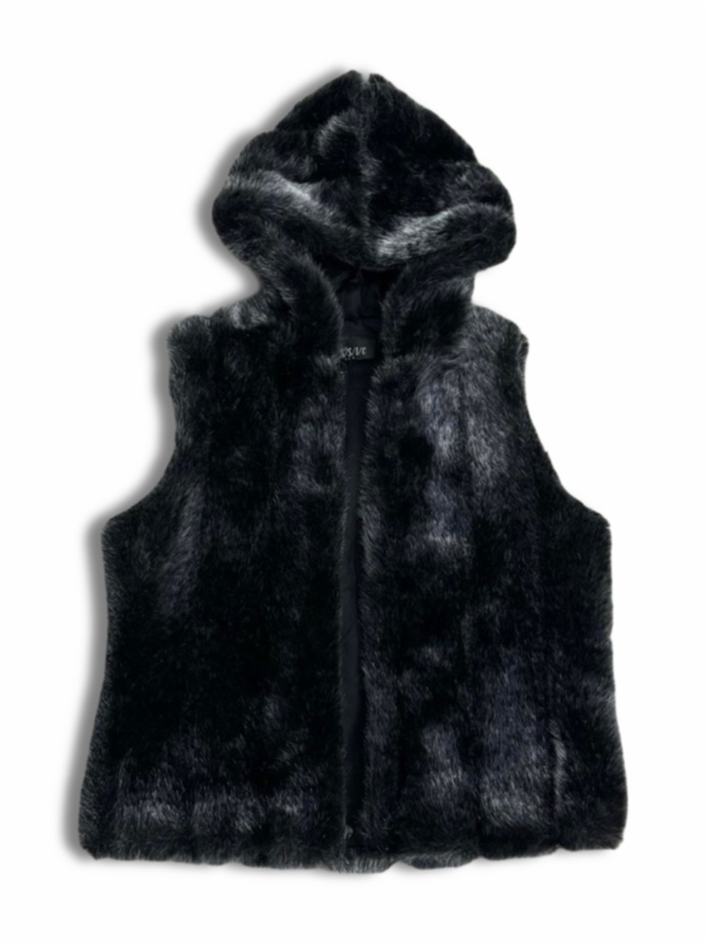 Vintage Grey Faux Fur Hooded Vest